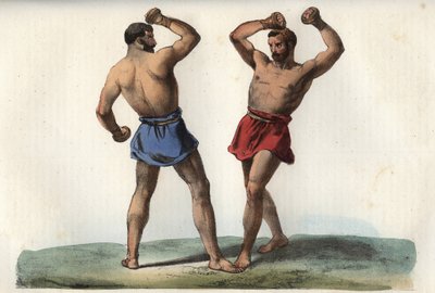 Etruskische boksers - gravure uit Usi e Costumi di Tutti i Popoli dell