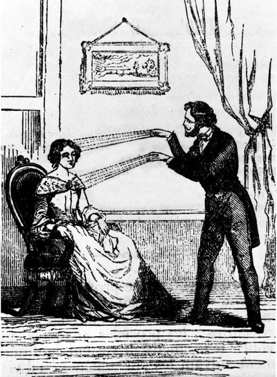 Hypnose-experiment. Gravure uit 1890 door Unknown artist