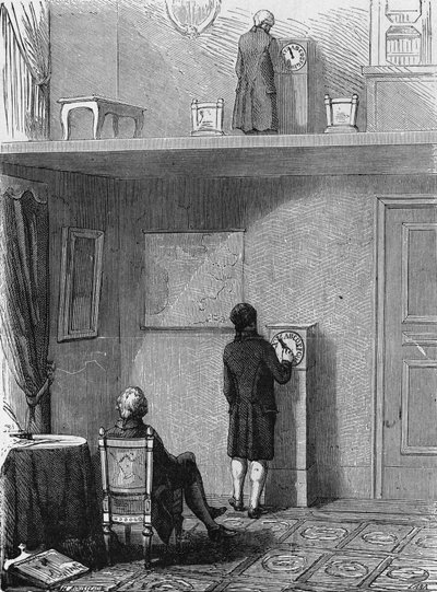 Experiment in elektronische telegrafie uitgevoerd door Jean Alexandre voor de Prefect van Wenen. In 