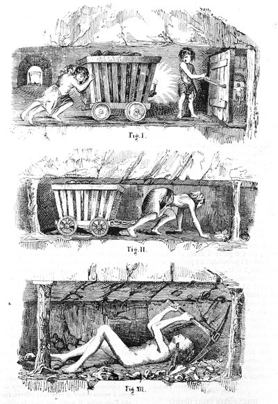 Uitbuiting van kinderarbeid in Engelse kolenmijnen door Unknown artist