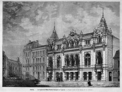 Façade van het Eden Theater 7 rue Boudreau in Parijs geopend op 7 januari door Unknown artist