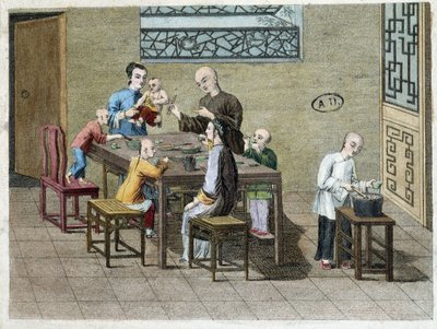 Familie maaltijd in China in de 19e eeuw door Unknown artist