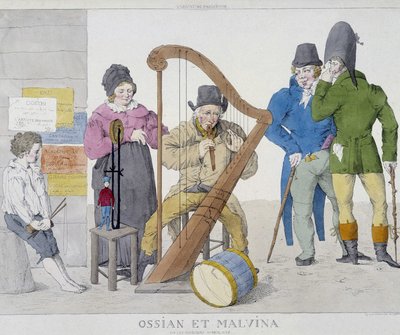 Familie van reizende muzikanten in de 19e eeuw door Unknown artist