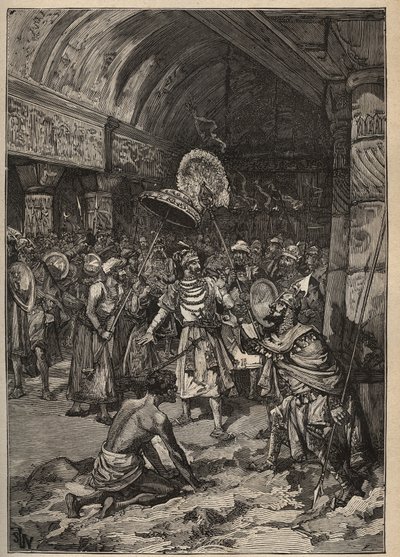 Beroemde diamanten: maharadja van Lahore, Ranjit Singh (1780-1839), neemt de Koh-i Nor-diamant over. Gravure uit 1885 in “Les arts et métiers illustrés” door Adolphe BITARD door Unknown artist