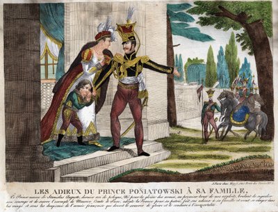 Afscheid van Prins Joseph (Jozef) Antoni Poniatowski (1763-1813) van zijn familie, gravure van de tijd door Unknown artist