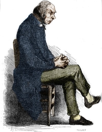 Vader Goriot. Gravure midden 19e eeuw. Illustratie voor "Le Père Goriot" door Honoré de Balzac (1799-1850). door Unknown artist