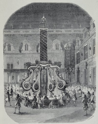 Feest van Lodewijk XIV (feest in de marmeren binnenplaats in Versailles) door Unknown artist