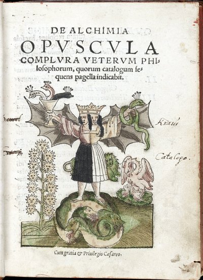 Vrouw gekroond, met dubbel gezicht, staand op een monsterlijk dier, zwaaiend met een beker en een slang door Unknown artist