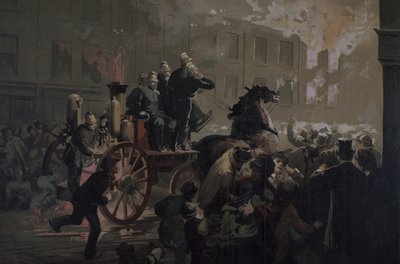 Brandweerwagen, eind 19e eeuw door Unknown artist