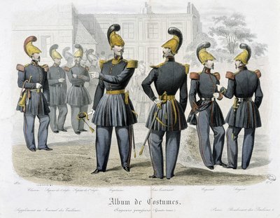 Brandweerlieden in uniform - In "Album van kostuums" door Unknown artist