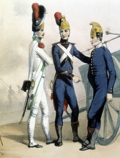 Brandweerlieden in uniform - ca. 1850 door Unknown artist