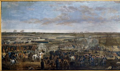 Eerste Keizerrijk: Keizer Napoleon I (1769-1821) (op het witte paard) bij de Slag bij Leipzig (Slag der Naties), 16-19 oktober door Unknown artist