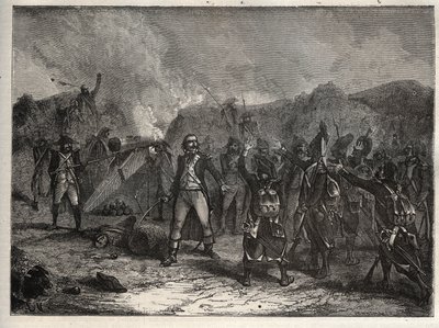 Eerste coalitie: Kolonel Antoine Guillaume (Antoine-Guillaume) Rampon (1759-1842) bij de Slag bij Montenotte op 12 april 1796, tijdens de Italiaanse campagne die de Franse troepen van Napoleon Bonaparte tegenover de Oostenrijkse en Sardijnse legers stelde door Unknown artist