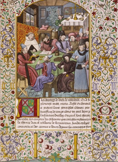 Eerste pagina van een rekeningboek met een betaling van lijfrentes - 15e-eeuwse miniatuur door Unknown artist