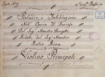 Eerste pagina van de bladmuziek voor viool, Il furioso all