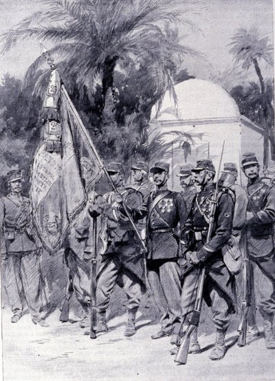 Vreemdelingenlegioensoldaten in uniform. 1878 door Unknown artist