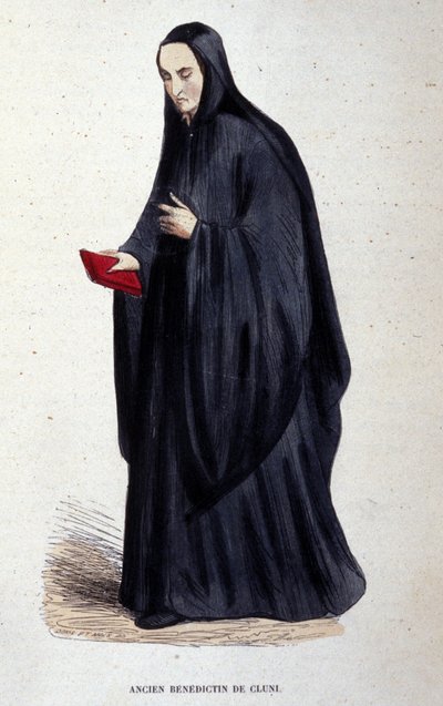 Voormalige Benedictijn van Cluny. Gravure uit een album over religieuze orden, Parijs door Unknown artist