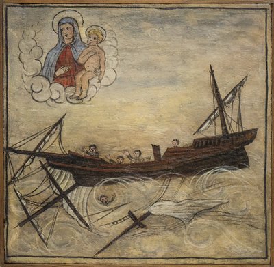 Oud ex voto zeeman, populaire offer als een teken van toewijding en dankbaarheid van de zeeman die de gevaren van de zee heeft overleefd, afkomstig uit de Kerk van Carmine, Torre del Greco, nabij Napels door Unknown artist