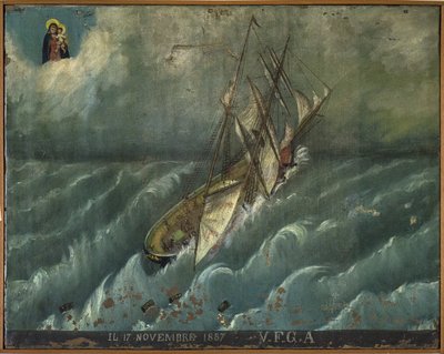 Oud ex voto zeeman, populaire offer als een teken van toewijding en dankbaarheid van de zeeman die de gevaren van de zee heeft overleefd, afkomstig uit de Kerk van Carmine, Torre del Greco, nabij Napels door Unknown artist