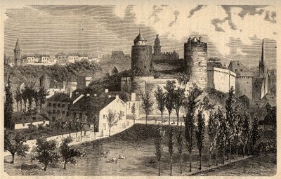 Fougeres vue generale - Bretagne - gravure in 