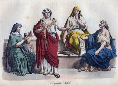 Vier Romeinse sibillen - gravure uit Usi e Costumi di Tutti i Popoli dell