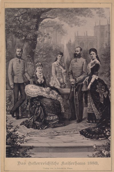 Franz Joseph I en Elisabeth van Oostenrijk en hun keizerlijke familie door Unknown artist
