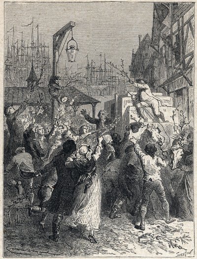 Franse Revolutie: triomf van Honore Gabriel Riqueti, graaf van Mirabeau (1749-1791) bij zijn intocht in de stad Marseille in 1789. Gravure uit 1889. Privécollectie. door Unknown artist