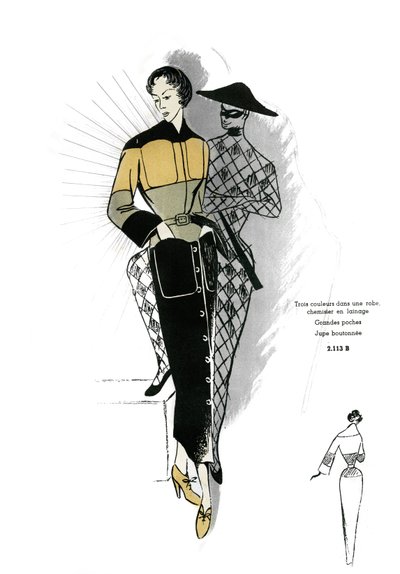 Franse mode, wollen overhemdjurk ontwerp. door Unknown artist
