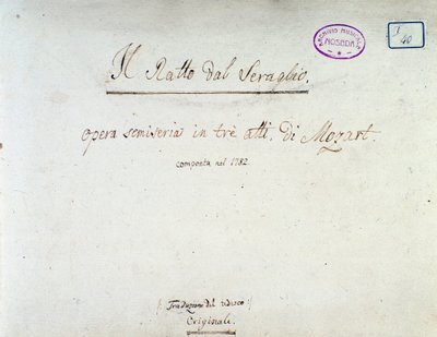 Frontispice voor Die Entführung aus dem Serail, opera door Mozart, Lichtenthal versie (1838) door Unknown artist