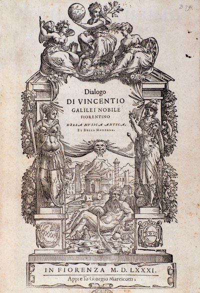 Frontispice van Dialogo della musica antica e della moderna door Vincenzo Galilei door Unknown artist