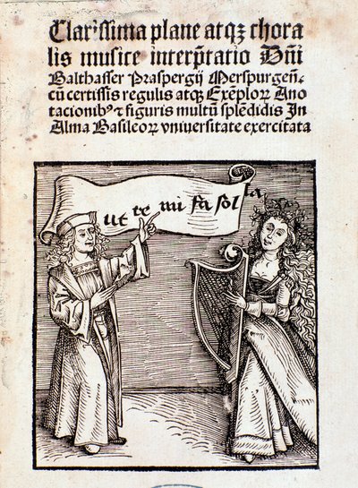 Frontispice van Clarissima plane atque choralis musice interpretati door Prasperg door Unknown artist
