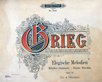 Frontispice van Twee elegische melodieën voor vier handen door Edward Hagerup Grieg door Unknown artist