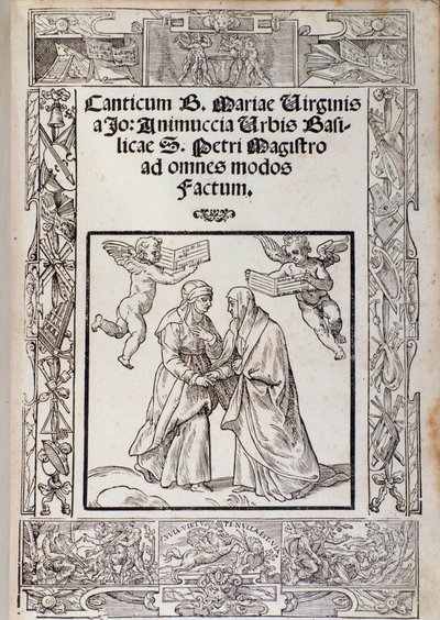 Frontispice van de muzikale partituur van "Cantico della Beata Maria Vergine" door Giovanni Animuccia door Unknown artist