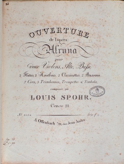 Frontispice van de partituur van de ouverture van Alruna door Louis Spohr door Unknown artist
