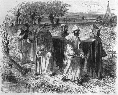 Begrafenis van Isabeau (Isabelle, Elisabeth) van Beieren, koningin van Frankrijk (1371-1435). Gravure uit de 19e eeuw. door Unknown artist