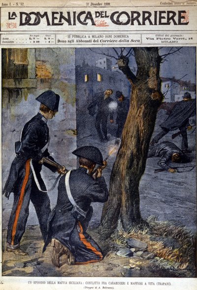 Schietpartij tussen karabiniers en maffiosi in de regio Trapani op Sicilië in 1899 door Unknown artist