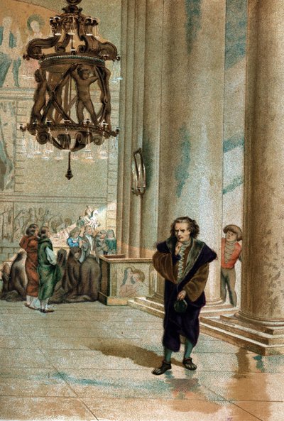 Galileo Galilei (1564-1642) observeert de oscillatie van de lamp in de kathedraal van Pisa. Uit 