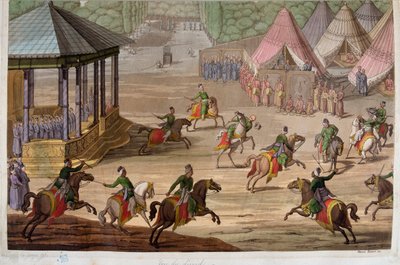 Spel van de jirid in het Ottomaanse Rijk - in "Het oude en moderne kostuum" door Jules Ferrario door Unknown artist