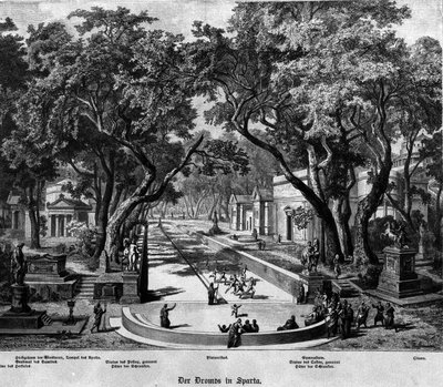 Spelen in Sparta (Griekenland) in de Oudheid. Gravure uit de 19e eeuw. door Unknown artist