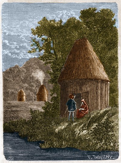 Gallische huizen. door Unknown artist