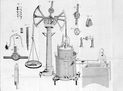 Gasmeter van Lavoisier - in Opuscules physique et chimiques par Lavoisier door Unknown artist