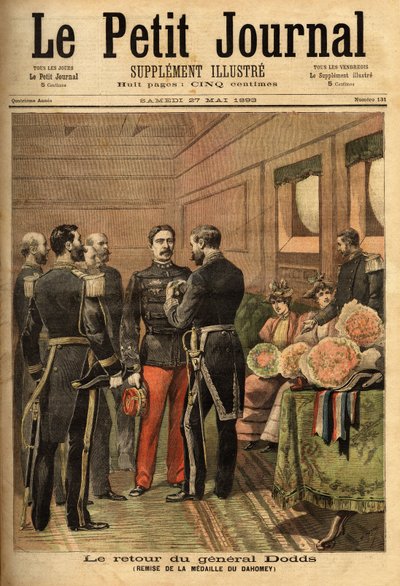 Generaal Alfred Dodds (1842-1922), na zich onderscheiden te hebben tijdens missies in Indochina en het pacificeren van Senegal, leidde hij de Dahomey-campagne en ontving de Dahomey-medaille, uitgereikt door de Commissaris-Generaal van de Marine Hanes. Selv door Unknown artist