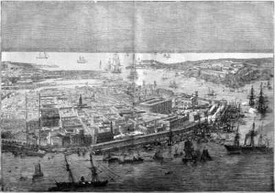 Algemeen overzicht van Havana in 1862 - apparaat van de Franse divisie onder bevel van schout-bij-nacht Jurien de la Graviere. door Unknown artist