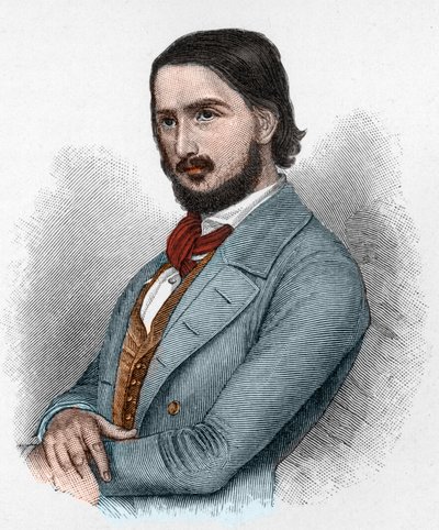 Georg Friedrich Rudolph Theodor Herwegh (1817-1875) Duitse dichter, revolutionair en vertaler. door Unknown artist