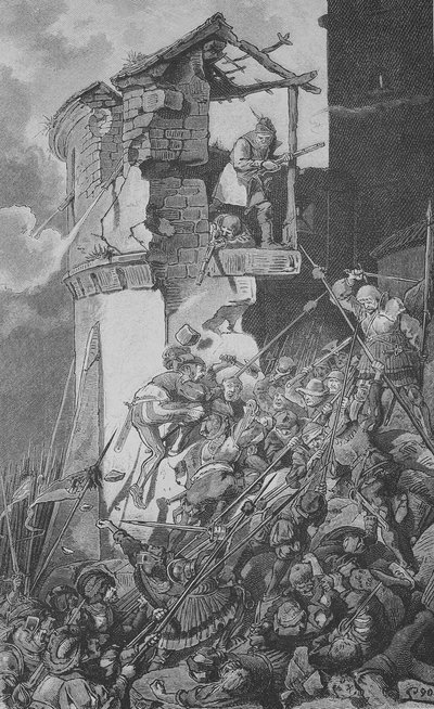 Duitse Boerenoorlog (1524-1526): Verwoesting van Murrhardt, een klein stadje in de Rems-Murr-Kreis, ongeveer 40 km ten noordoosten van Stuttgart in het hart van het Zwabische Woud door Unknown artist