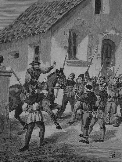 Duitse Boerenoorlog (1524-1526): Feuerbacher en de opstandige boeren, Matern Feuerbacher was een leider van de boeren in de Boerenoorlog door Unknown artist