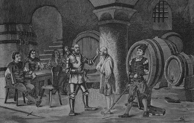 Duitse Boerenoorlog (1524-1526): Goetz von Berlichingen in het klooster van Amorbach door Unknown artist