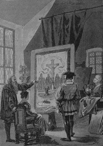 Duitse Boerenoorlog (1524-1526): Jos Fritz de schilder in Heilbronn, Jos Fritz (geboren 1470; overleden 1525) was de initiatiefnemer van de Bundschuh-bewegingen in Untergrombach, lenen en de Boven-Rijn door Unknown artist