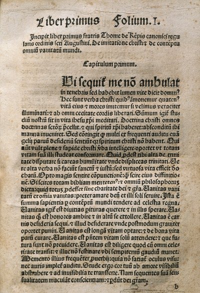 Duitse geestelijke en mystieke dichter. In "Of Imitatione Christi" door Thomas Hemerken THOMAS A KEMPIS (1380-1471), Leyden door Unknown artist