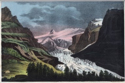 Gletsjer van Grindelwald in Zwitserland - Zwitserland, Grindelwald gletsjer in de 19e eeuw - gravure uit 